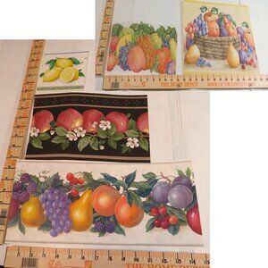 (5) Fruit Wallpaper Boarder Samples (mixed sizes, laminated & non lam.)